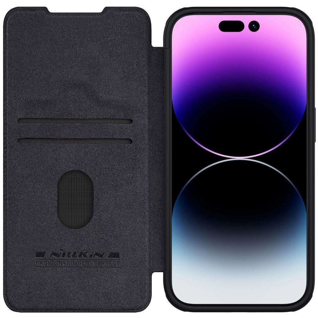 Nillkin iPhone 15 Pro Max Qin Pro Leather Case With Camera Cover - Black