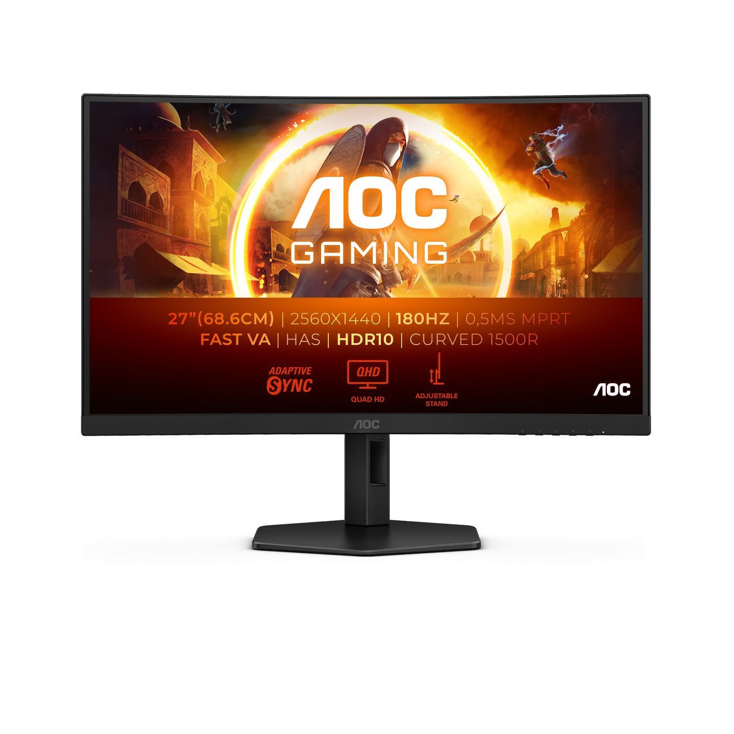 AOC CQ27G4X 27" Class 4K UHD Curved Screen Gaming LED Monitor - 16:9 - Black, Grey