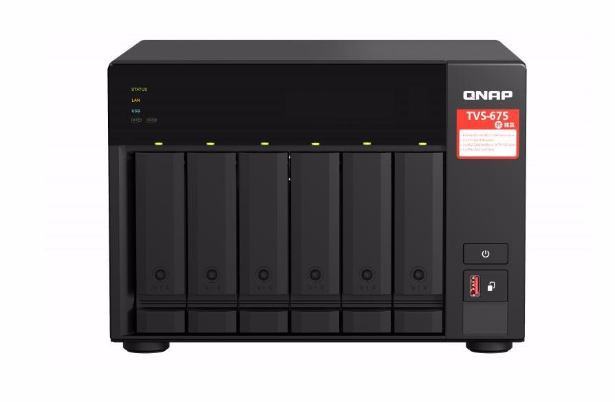 Qnap TVS-675-8G 6 Bay Nas ZhaoXin Kx-U6580 8-Core 2.5GHz 8G DDR4 Hot-Swappable 2xM.2 2280 PCIe Gen 3 X1 2 x2.5GbE Wol 2xPCle Gen 2xUSB3.2 3YR WTY