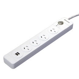 Huntkey 4 Outlet Surge Protected Powerboard With Dual 5V 2.1A Usb Ports