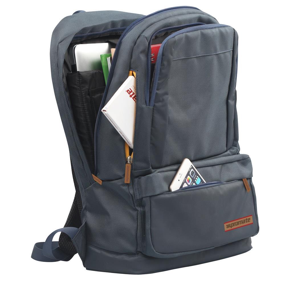 Promate 'Drake' Premium Backpack With Multiple Storage Options - Blue