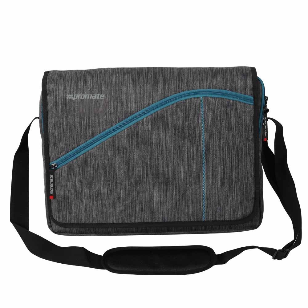 Promate 'Ascend1-MB' Premium Accented Messenger Bag For Laptops Up To 15.6" - Grey