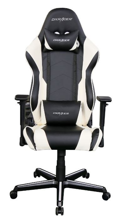 DXRacer RZ00 Racing Series Gaming Chair, Neck/Lumbar Support - Black &Amp; White