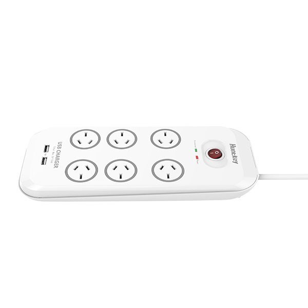 Huntkey 6 Outlet Surge Protected Powerboard With 2 Usb Ports