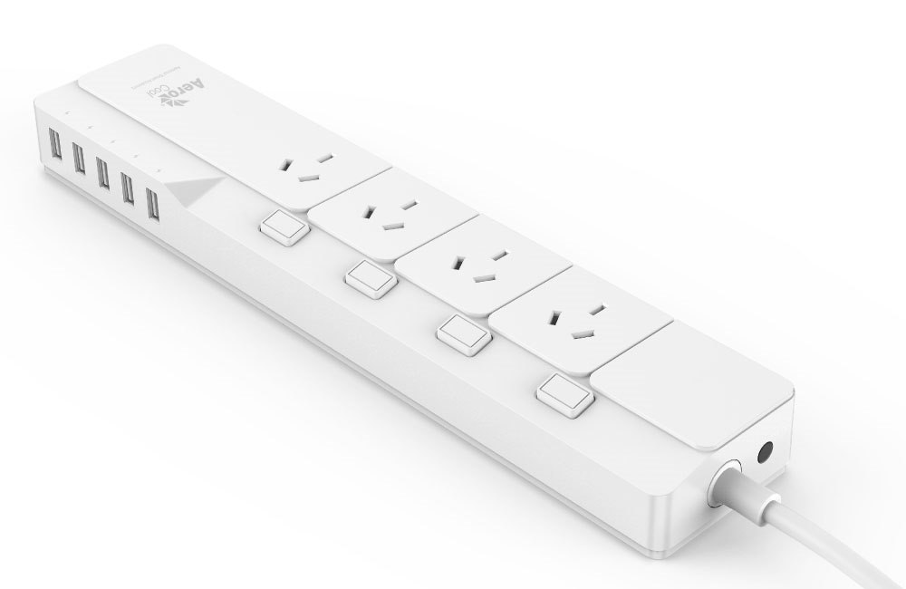 Aerocool Asa PowerStrip 4 Individual Power Switches Ac Outlet And 5 Usb Charging Port