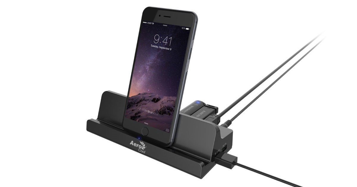 Aerocool Asa P37a000 Usb3.0 Hub Docking Type W/ 4 Port Usb 3.0 And 2 Usb High Speed Charging Ports