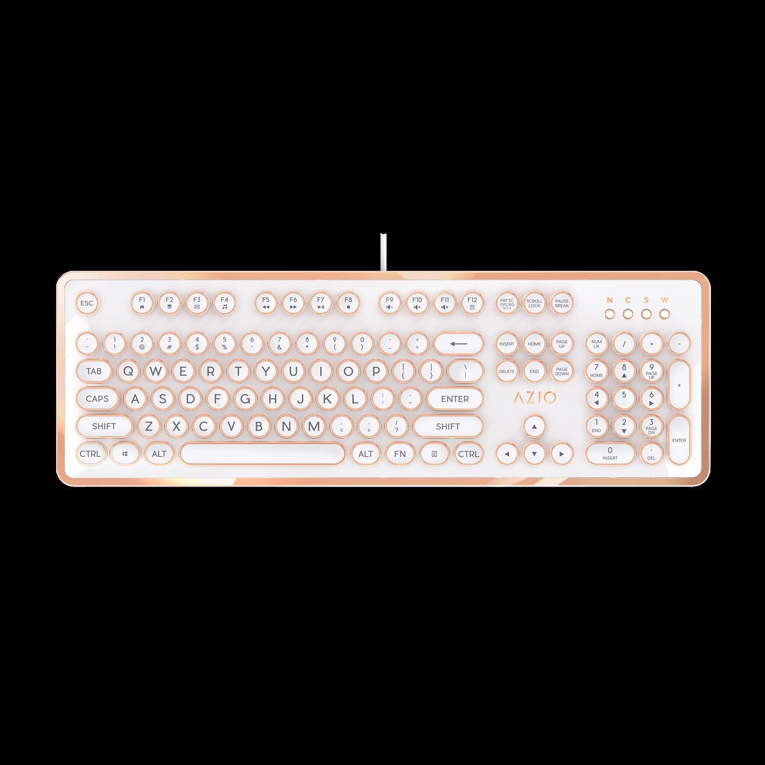 Azio MK Retro Typewriter Inspired Mechanical Keyboard In White