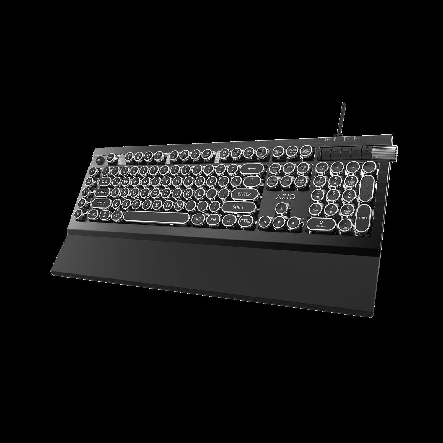 Azio Armato Ce Typewriter Inspired Gaming Mechanical Keyboard With Oarmy Blue Key Switches