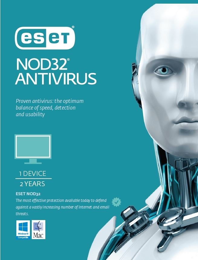 Eset Nod32 Antivirus 1 Device 2 Years Retail Download Card