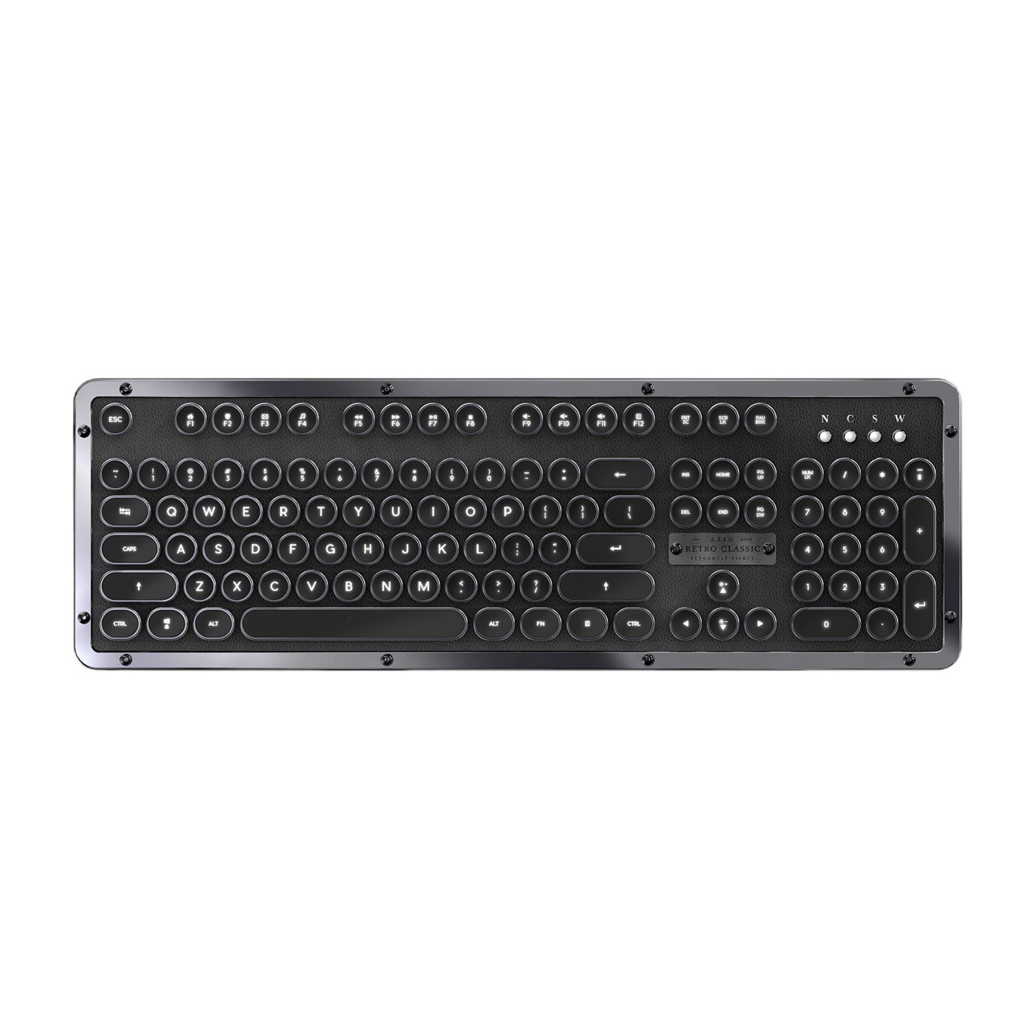 Azio MK Retro Classic BT Vintage Typewriter Bluetooth Backlit Mechanical Keyboard (Onyx)