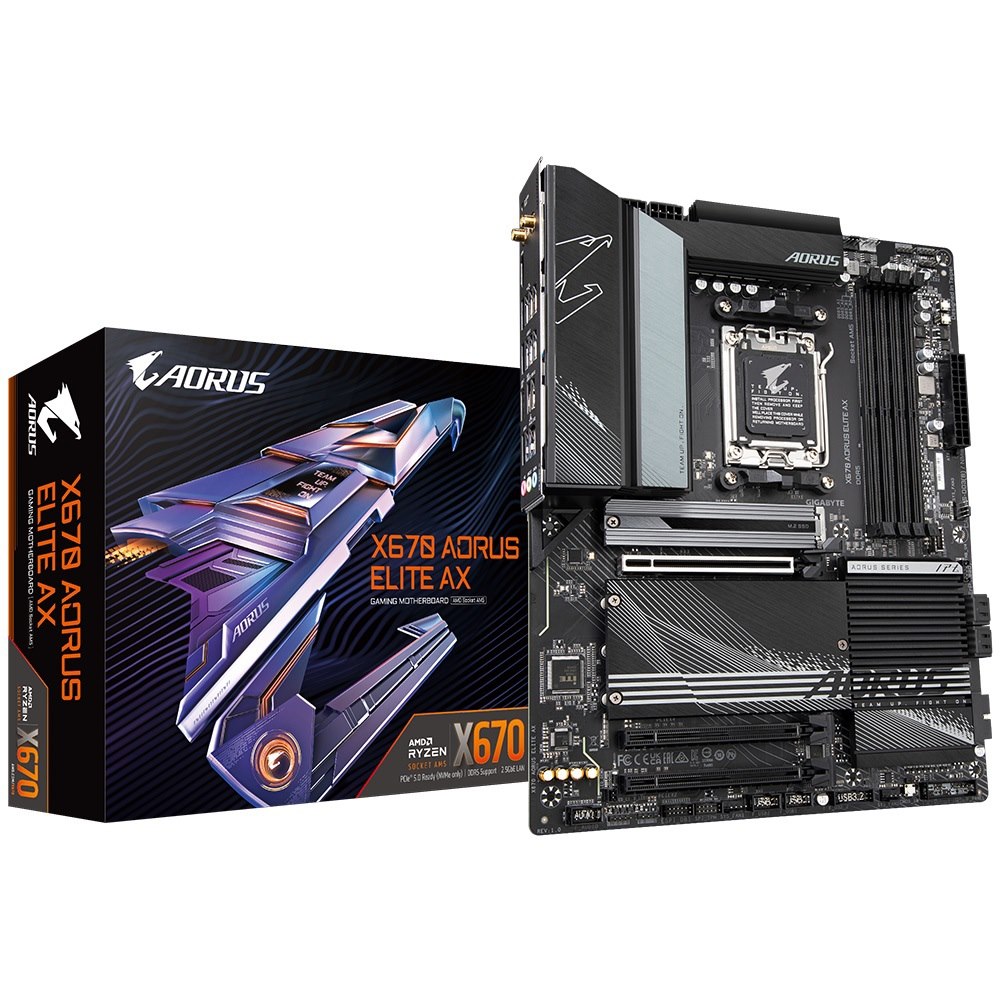 Gigabyte X670 Arous Elite Ax MB, Am5, 4xDDR5, 6xSATA, 4xM.2, Usb3.2, Wifi 6E, Atx, 3Y