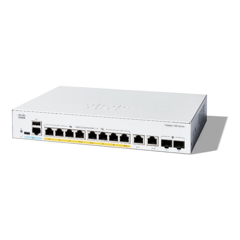 Cisco Catalyst 1300 8-Port Ge, PoE, Ext PS, 2x1G Combo Switch