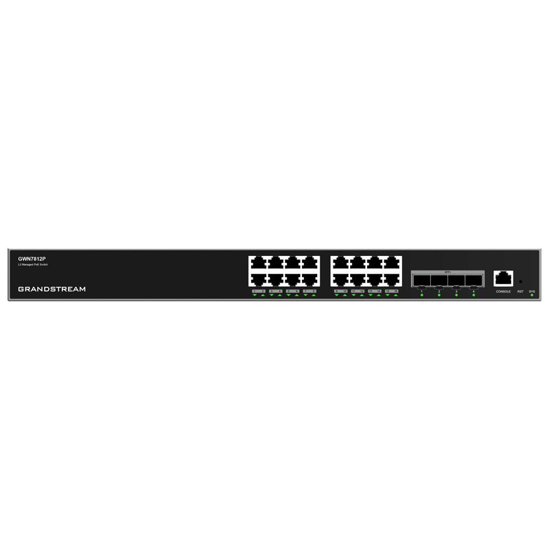 Grandstream GWN7812P Enterprise Layer 3 Managed PoE Network Switch With 16 X GigE And 4 X SFP+