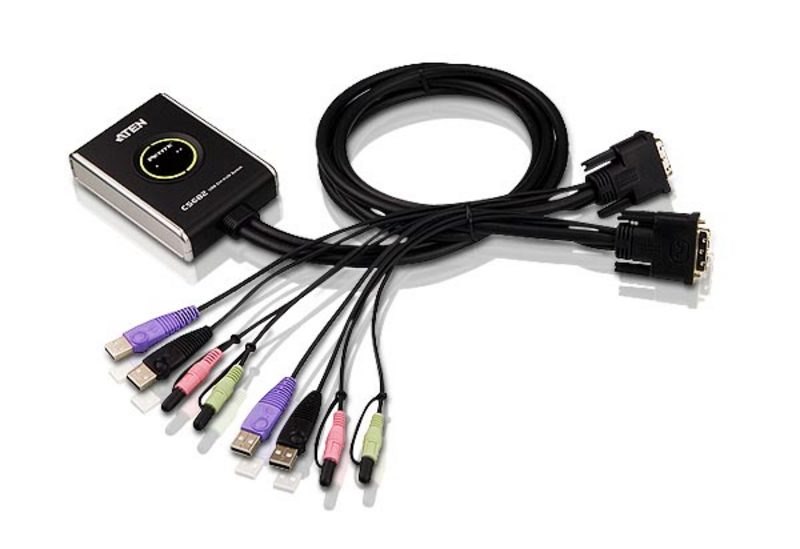 Aten Petite KVM | CS682 2-Port Usb Dvi KVM With Audio 1.2M Cable And Remote Port Selector