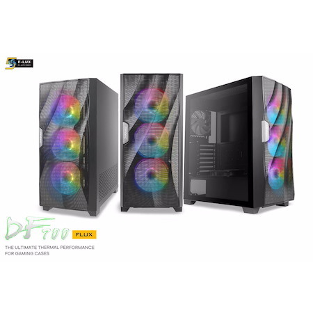 Antec DF700 Flux Wave Mesh Front, High Airflow, Tempered Glass With 3X Argb Fan Front, 1X Rear, 1X Psu Shell (Reverse Fan Blade) Atx Gaming Case