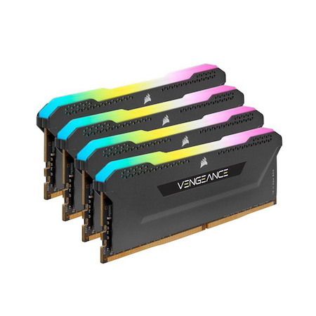 Corsair DDR4, 3200MHz 32GB 4x8GB Dimm, Unbuffered, 16-20-20-38, XMP 2.0, Vengeance RGB Pro SL Black Heatspreader, 1.35V, For Amd Ryzen/Threadripper/Intel