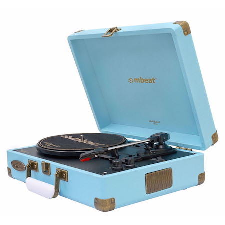 Mbeat® Woodstock 2 SKY Blue Retro Turntable Player