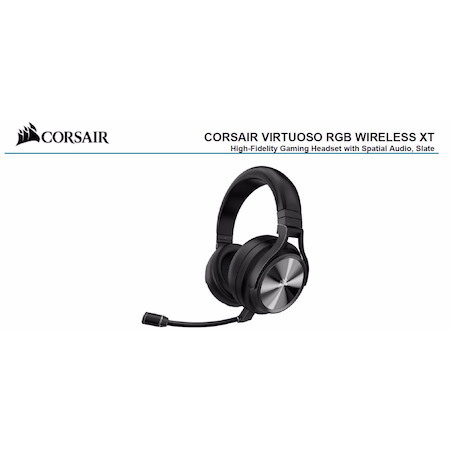 Corsair Virtuoso RGB Wilress XT Black 7.1 Audio. High Fidelity Ultra Comfort, Broadcast Grade Microphone, Slipstream Wireless Usb. Headset, Headphone