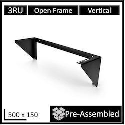 LDR Open Frame 3U Vertical Wall Mount Frame (500MM X 150MM) - Black Metal Construction