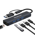 Simplecom CHN436 Usb-C And Usb-A To 4-Port Usb Hub With Gigabit Ethernet Adapter