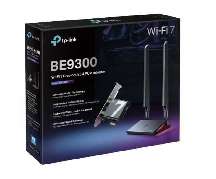 TP-Link Archer Tbe550e Be9300 Wi-Fi 7 Bluetooth 5.4 PCIe Adapter