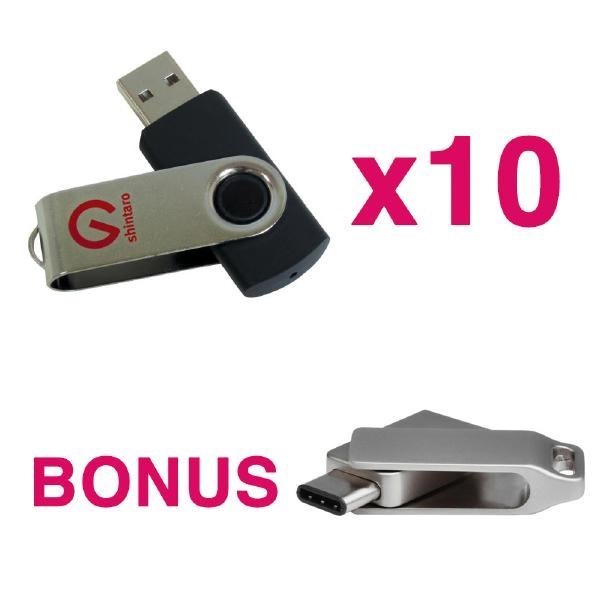 Shintaro Bulk Buy 10 Shintaro 16GB Rotating Pocket Disk Usb2.0, Get 1 Free Shintaro 32GB Usb-C Otg Pocket Disk Drive