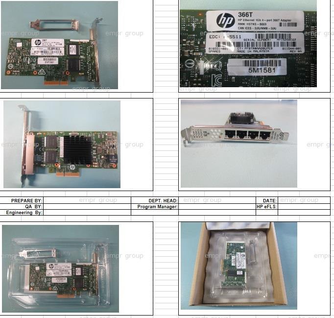 HPE 366T Gigabit Ethernet Card for Server - 10/100/1000Base-T - Plug-in Card