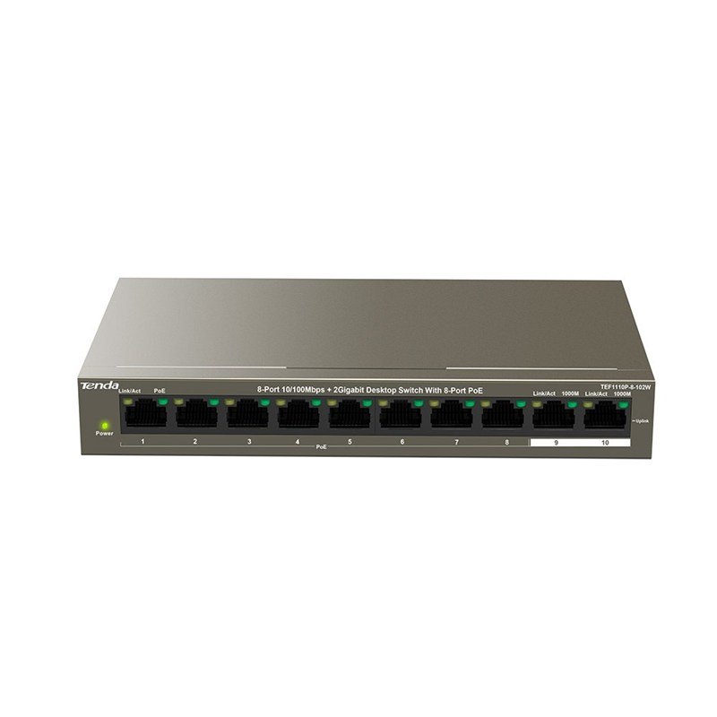 Tenda 10-Port Fe Switch With 8-Port Poe+