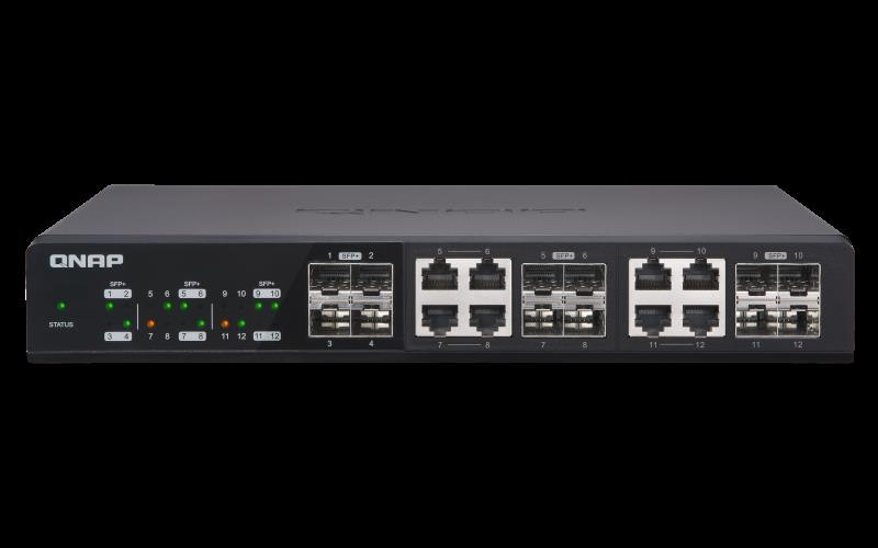 Qnap 12Port 10GBPS Switch, 4 SFP+, 8 SFP+ And RJ 45 Combo Port