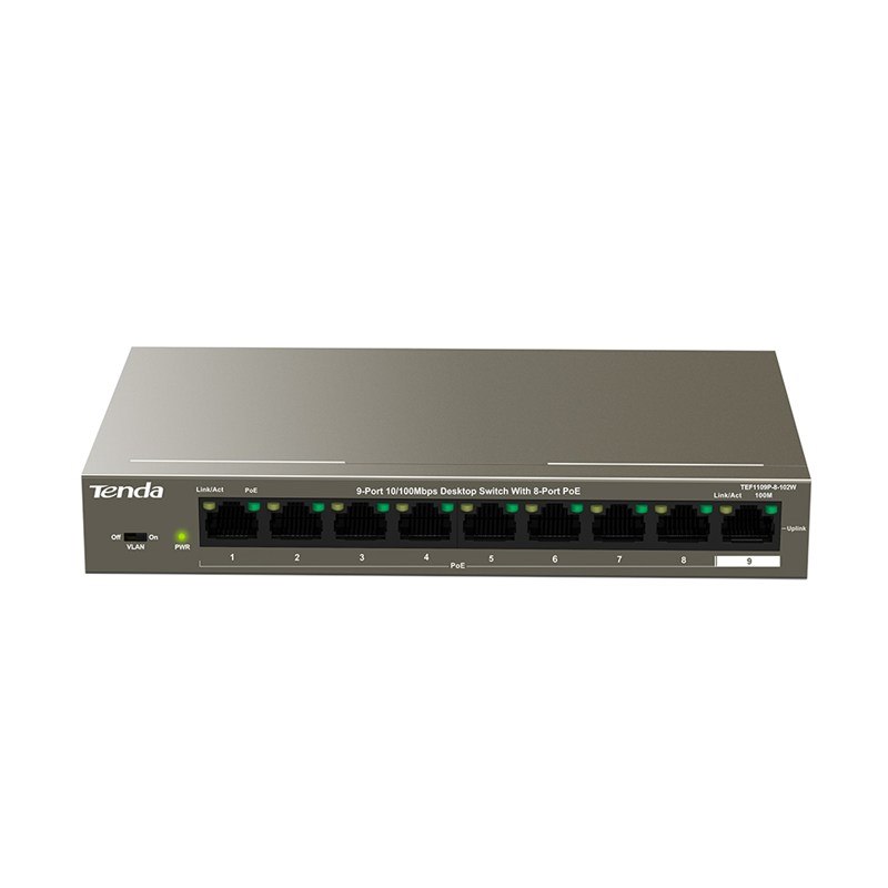 Tenda 9-Port Fe Switch With 8-Port Poe+