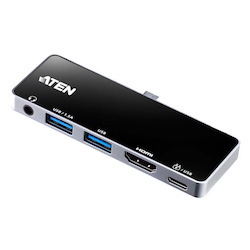 Aten Usb-C Travel Dock With Power Pass-Through, Multiport Connection, Supports DP1.4 With Single Hdmi Video Output, Designed For iPad Pro & Surface