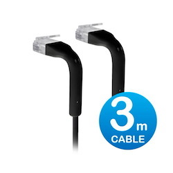Ubiquiti UniFi Patch Cable 3M Black, Both End Bendable To 90 Degree, RJ45 Ethernet Cable, Cat6, Ultra-Thin 3MM Diameter U-Cable-Patch-3M-RJ45-BK