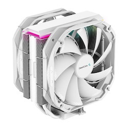 Deepcool As500 Plus White Cpu Cooler Single Tower, Five Heat Pipe Design High Fin Density, Double PWM Fans, Slim Profile, A-Rgb Led Controller Incl