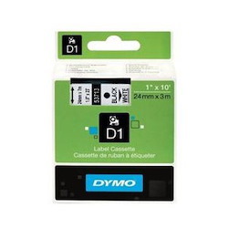 Dymo D1 (SD53713/S0720930) Label Cassette, 24MM X 7M - Black On White