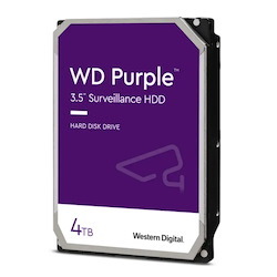 Western Digital WD Purple 4TB 3.5" Surveillance HDD 5400RPM 256MB Sata3 150MB/s 180TBW 24X7 64 Cameras Av NVR DVR 1.5Mil MTBF