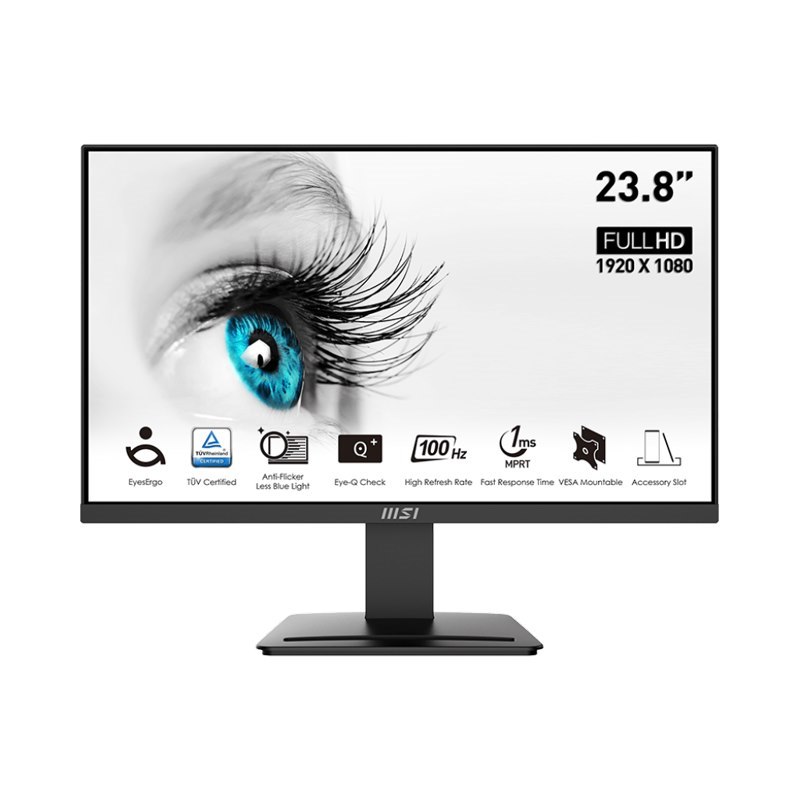 Msi MP2412 23.8 FHD Monitor, 100Hz, 1MS, DP, Hdmi, 3 YR Warranty