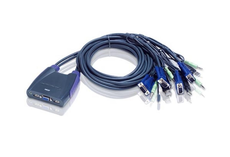 Aten Petite 4 Port Usb KVM Switch With Audio - Cables Built In