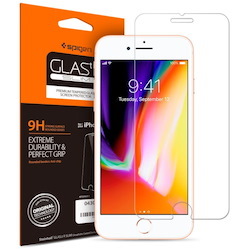 IPHONE 8 SCREEN PROTECTOR, GENUINE SPIGEN GLAS.TR SLIM TEMPERED GLASS FOR APPLE [COLOUR:CLEAR]