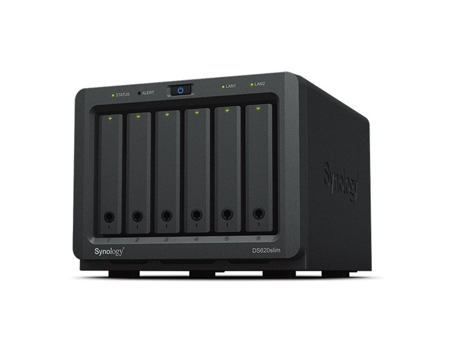 Synology DiskStation DS620Slim 6-Bay 2.5" Diskless 2xGbE Nas, Intel Celeron, 2 GB DDR3L Ram, 2xUSB 3.0 - 2.5" Drives Only!