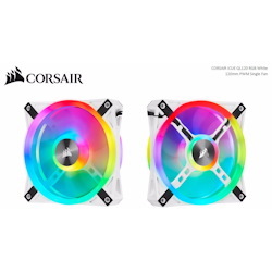 Corsair QL120 RGB White, Icue, 120MM RGB Led PWM Fan 26dBA, 41.8 CFM, Single Pack