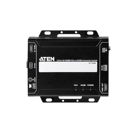 Aten 2 Port 4K 30Hz Hdmi/Vga To Hdmi Converter Switch, Supports Control Via RS232 Terminal, 3.5MM Audio + Vga Or Hdmi Input To Hdmi Output (Project)