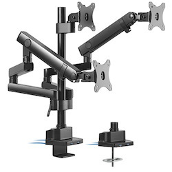 BrateckTriple Monitor Aluminum Slim Pole Held Mechanical Spring Monitor Arm Fit Most 17'-27' Monitors Up To 7KG Per Screen