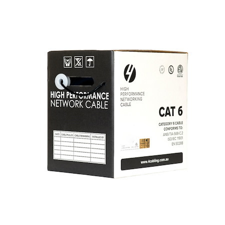 4Cabling Cat6 Ethernet 305M Cable Reel Box. Utp Lan Cable With Solid Conductor. Black