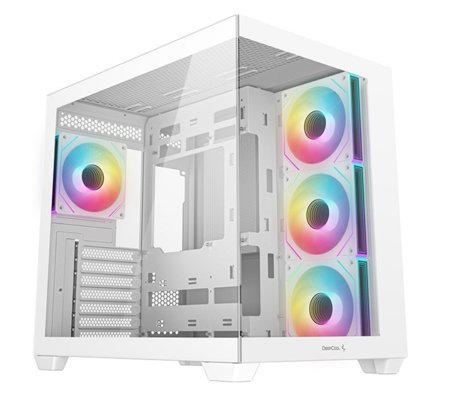 DeepCool CG530 4F WH Atx Case, Tempered Glass,4 Pre-Instaled Fans, USB3.0×2、Gen2 Type-C x1、Audio/Mic×1, Cable, Supports Rear Connect