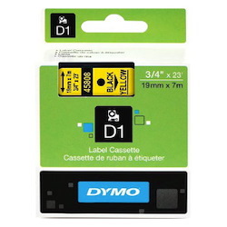 Dymo D1 Label Cassette 19MM X 7M - Black On Yellow