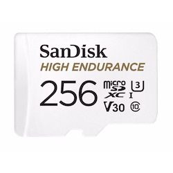 SanDisk 256GB High Endurance microSDHC™ Card SQQNR 20,000 HRS Uhs-I C10 U3 V30 100MB/s R 40MB/s W SD Adaptor 2Y