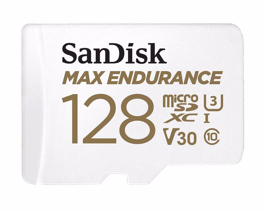 SanDisk 128GB Max High Endurance microSDHC™ Card SQQVR 60,000 HR HRS Uhs-I C10 U3 V30 100MB/s R, 40MB/s W SD Adaptor 10Y