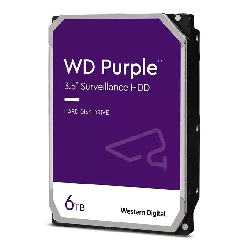 Western Digital WD Purple 6TB 3.5' Surveillance HDD 5400RPM 64MB Sata3 175MB/s 180TBW 24X7 64 Cameras Av NVR DVR 1.5Mil MTBF 3YRS ~Wd64purz