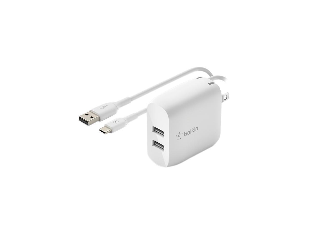 Belkin BoostCharge Dual USB-A Wall Charger 24W (USB-A to USB-C cable included) - Power Adapter