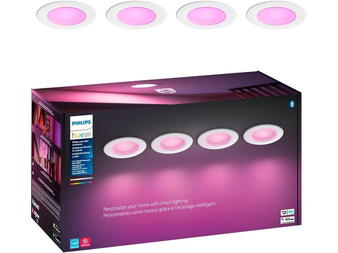 Philips Hue White And Color Ambiance 5-6" High Lumen Recessed Downlight (4-Pack) - White 578674